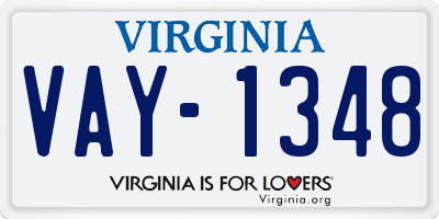 VA license plate VAY1348