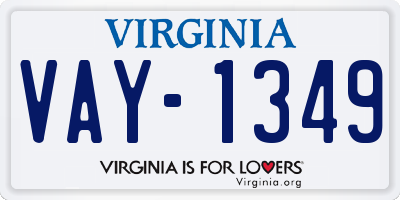 VA license plate VAY1349