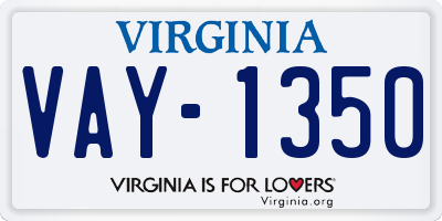 VA license plate VAY1350