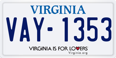 VA license plate VAY1353