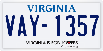 VA license plate VAY1357
