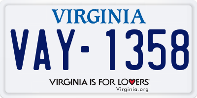 VA license plate VAY1358