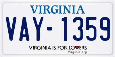 VA license plate VAY1359