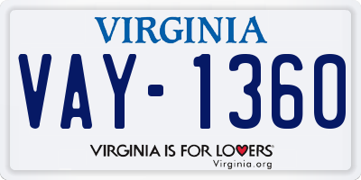 VA license plate VAY1360