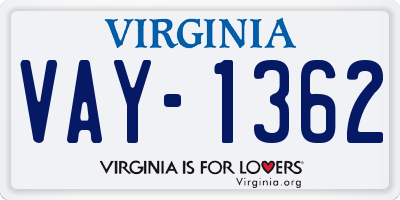 VA license plate VAY1362