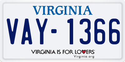VA license plate VAY1366