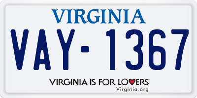 VA license plate VAY1367