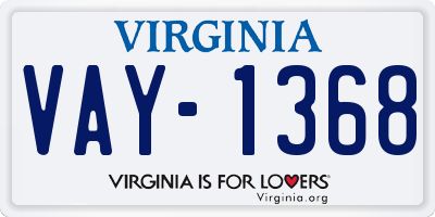 VA license plate VAY1368