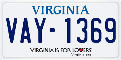 VA license plate VAY1369