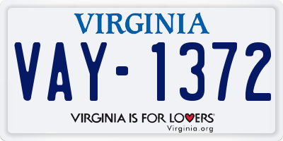 VA license plate VAY1372