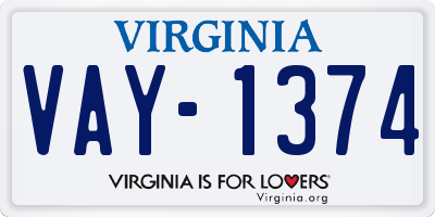 VA license plate VAY1374