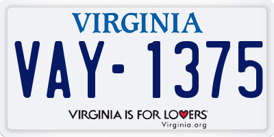 VA license plate VAY1375