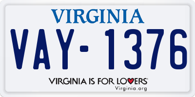 VA license plate VAY1376