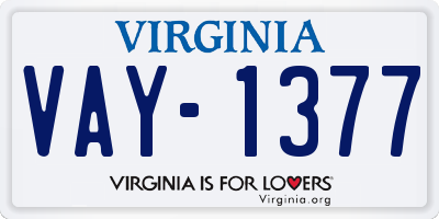 VA license plate VAY1377