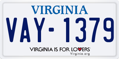 VA license plate VAY1379