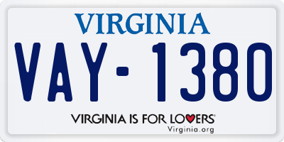 VA license plate VAY1380