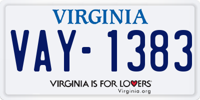 VA license plate VAY1383