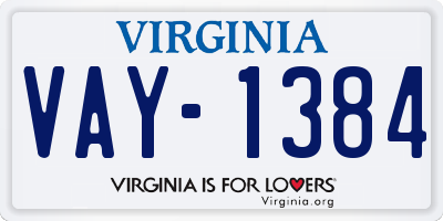 VA license plate VAY1384