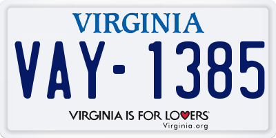 VA license plate VAY1385