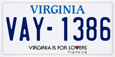 VA license plate VAY1386