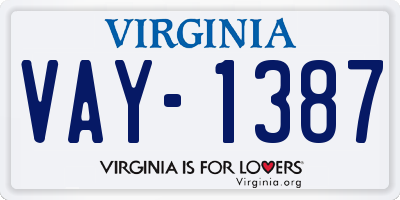 VA license plate VAY1387