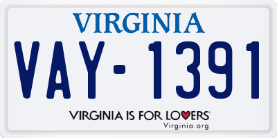 VA license plate VAY1391