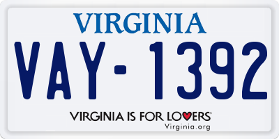 VA license plate VAY1392