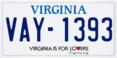 VA license plate VAY1393