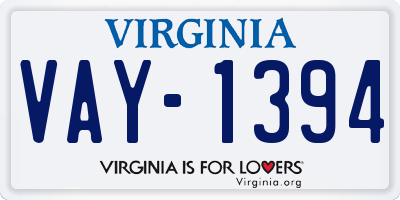 VA license plate VAY1394