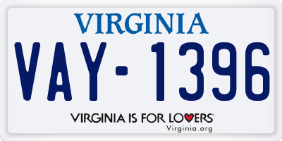 VA license plate VAY1396
