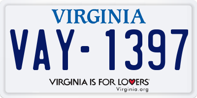 VA license plate VAY1397