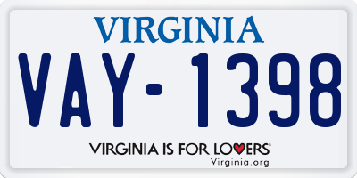 VA license plate VAY1398