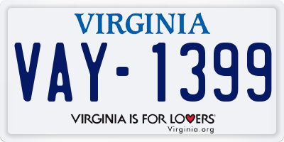 VA license plate VAY1399