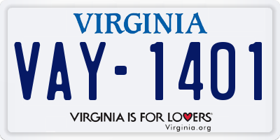 VA license plate VAY1401