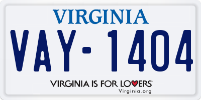 VA license plate VAY1404