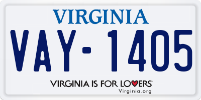 VA license plate VAY1405