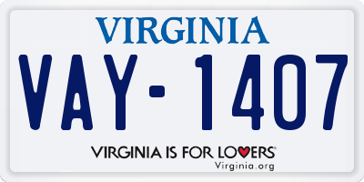 VA license plate VAY1407