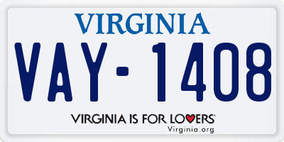 VA license plate VAY1408