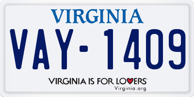 VA license plate VAY1409
