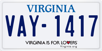VA license plate VAY1417