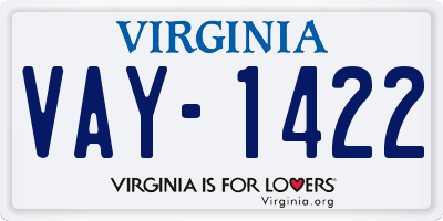 VA license plate VAY1422
