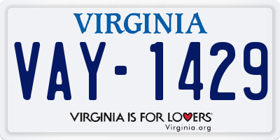 VA license plate VAY1429