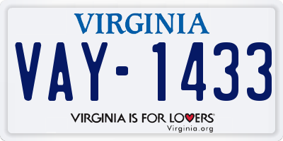VA license plate VAY1433