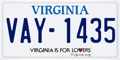 VA license plate VAY1435