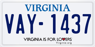 VA license plate VAY1437
