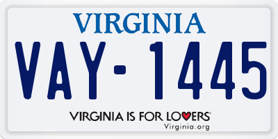 VA license plate VAY1445