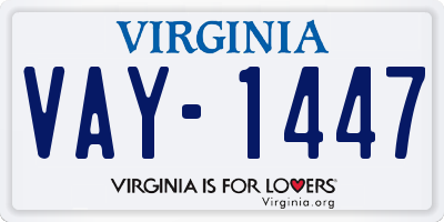 VA license plate VAY1447