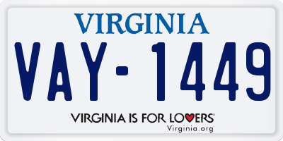 VA license plate VAY1449