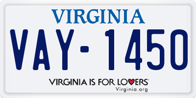 VA license plate VAY1450