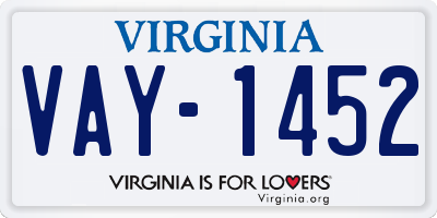 VA license plate VAY1452